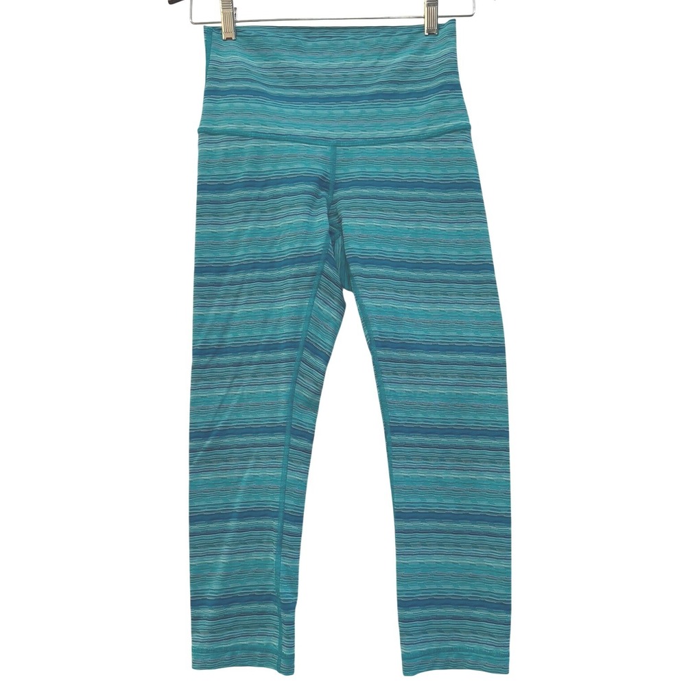 Lululemon Wunder Under High Rise Crop Leggings Teal Blue Space Dye Size 6